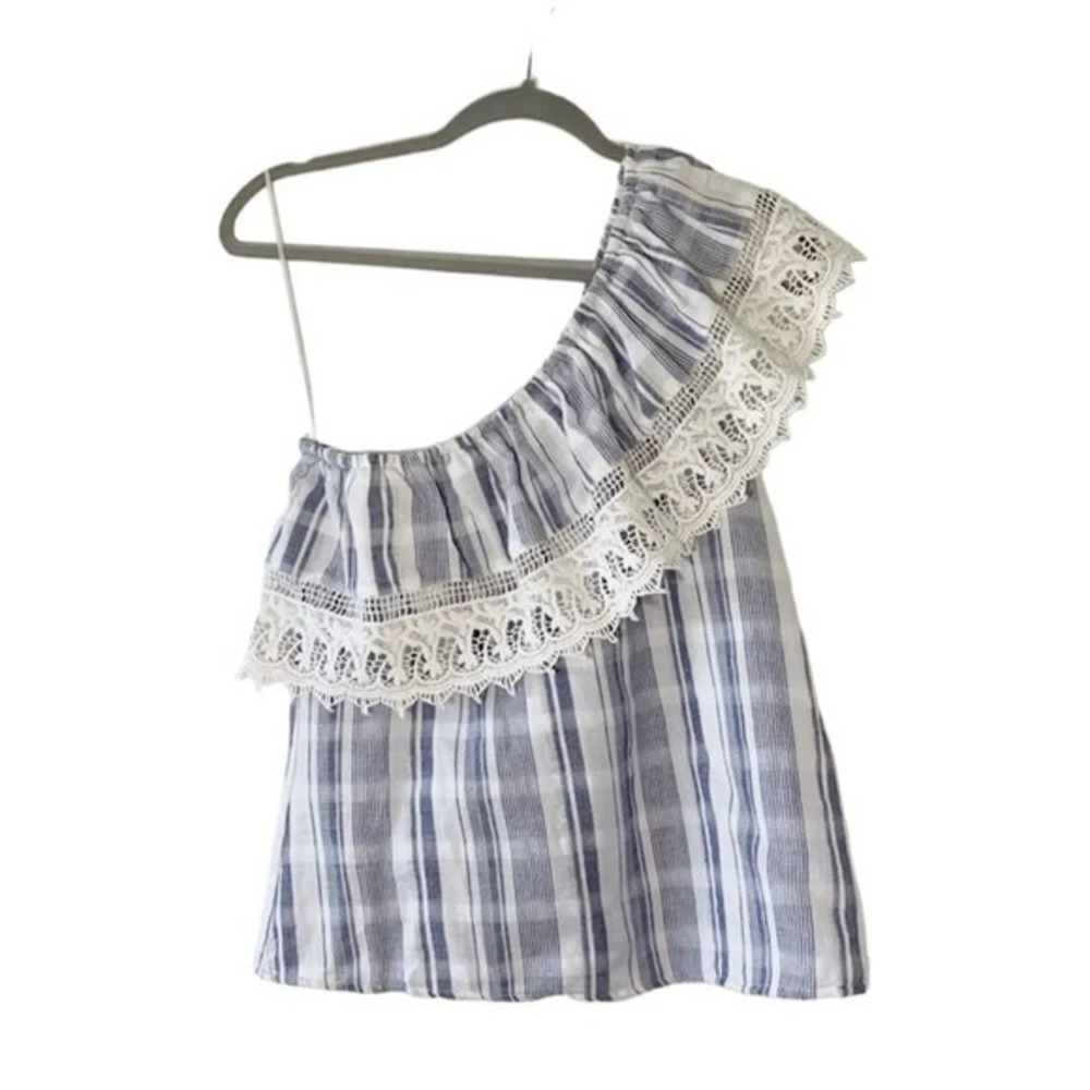 Angie Nordstrom Women’s Size MediumOne Shoulder Striped Top Lace Boho Vacay